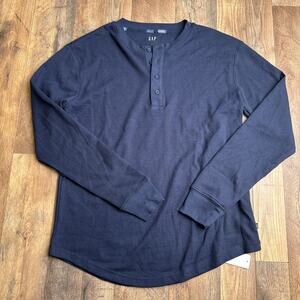 Gap Thermal Knit Long Sleeve Henley T-Shirt Men's Small Blue Button Up NWT 6286